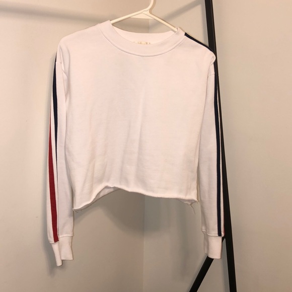 cropped red and blue striped sweatshirt - Picture 1 of 3